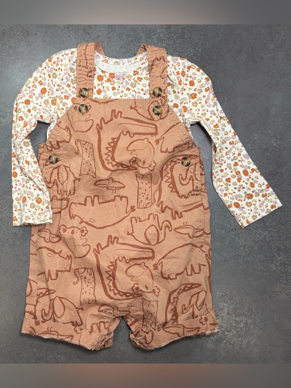 Just One You by Carter’s 18M Animal Print Shortall Outfit Floral Bodysuit Set